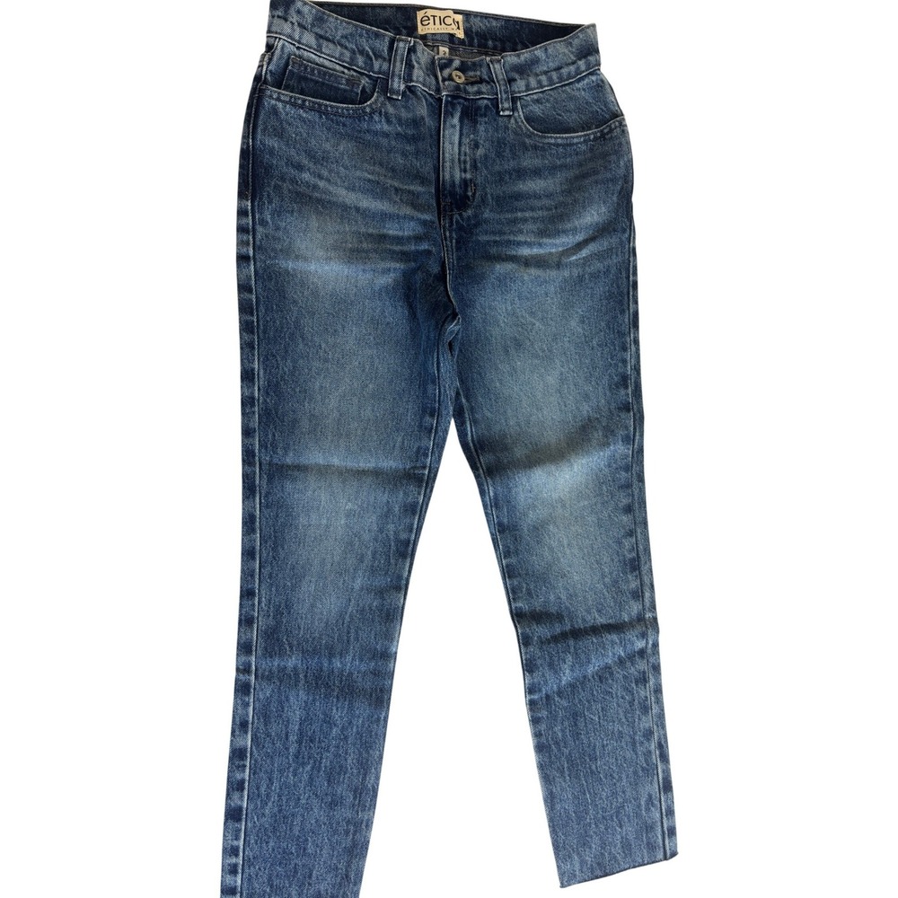 NWT High Rise Skinny Etica Denim Jeans Medium Wash Raw Hem Size 1
